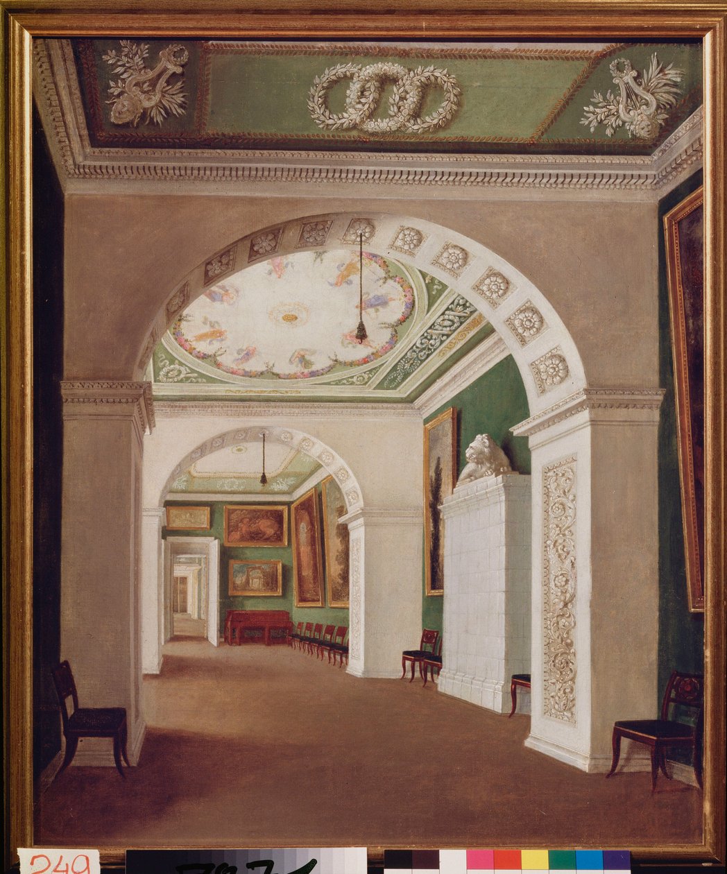 Sada pokojů v paláci Stroganov v Petrohradě. Obraz ruského mistra, olej na plátně, kolem 1840. Ruské umění od School Russian