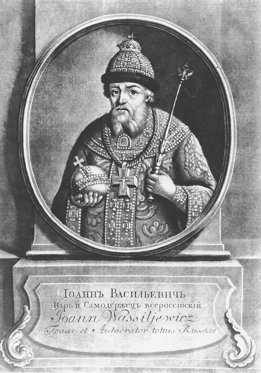 Ivan IV Hrozný, car Ruska (litho) od School Russian