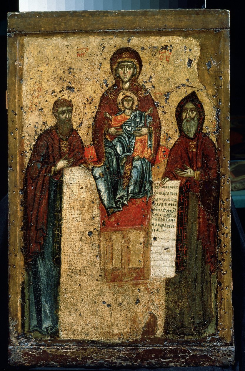 Ruská ikona "Panna z jeskyní". Malba na dřevě z roku 1288. Státní Treťjakovská galerie, Moskva od School Russian