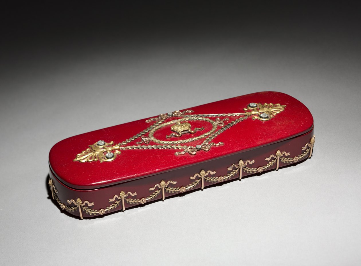 Lacquer Box, firma Peter Carl Fabergé (1846-1920), box Factory N. Lukutin, kolem roku 1890 (lak, papír-mâché, zlato, diamanty) od School Russian