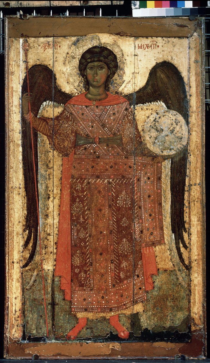 Ruská ikona "Archanděl svatý Michael". Malování na dřevo. Kolem 1300. Státní Treťjakovská galerie, Moskva od School Russian