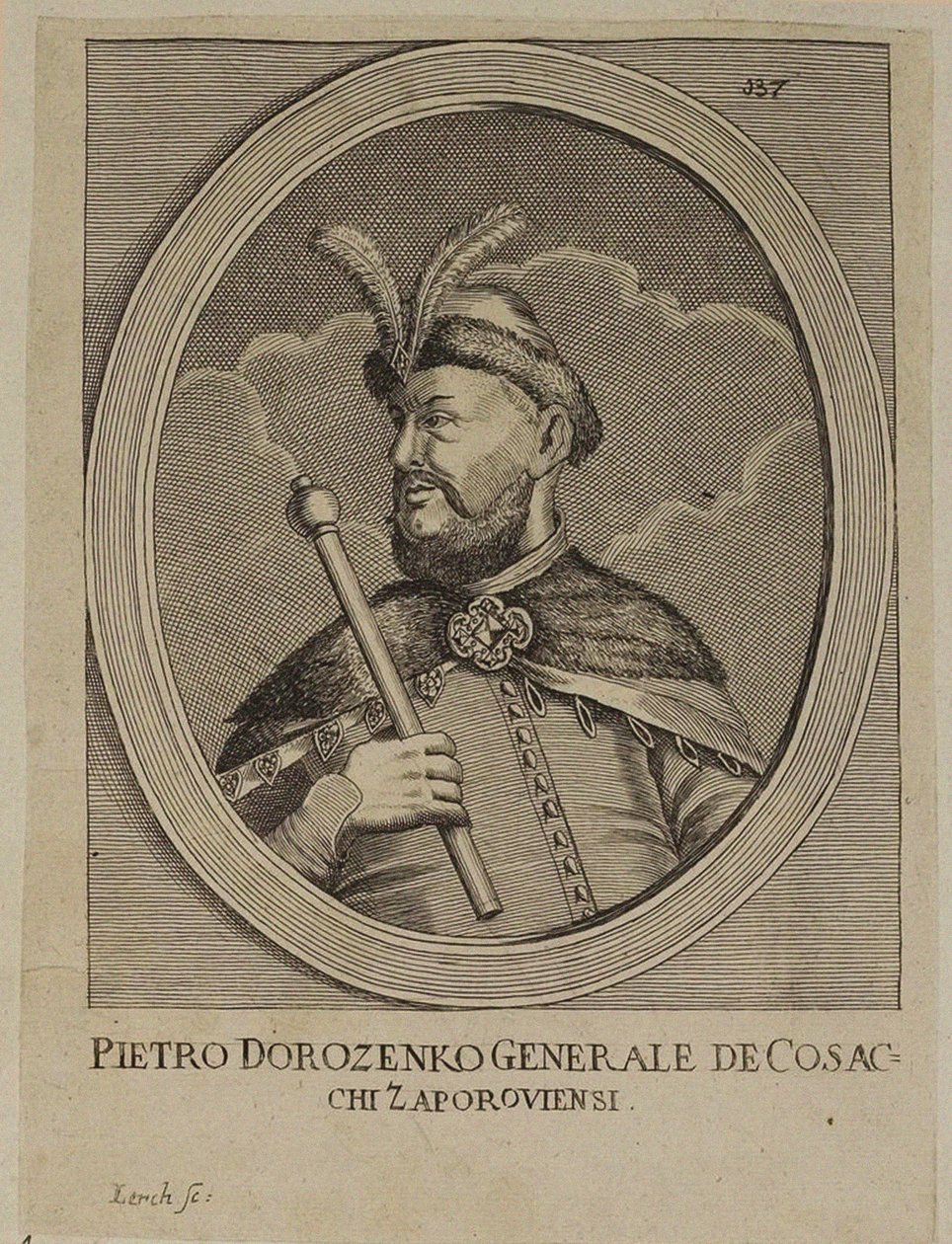 Petro Dorofejevič Dorošenko, hejtman pravobřežní Ukrajiny (rytina) od School Russian