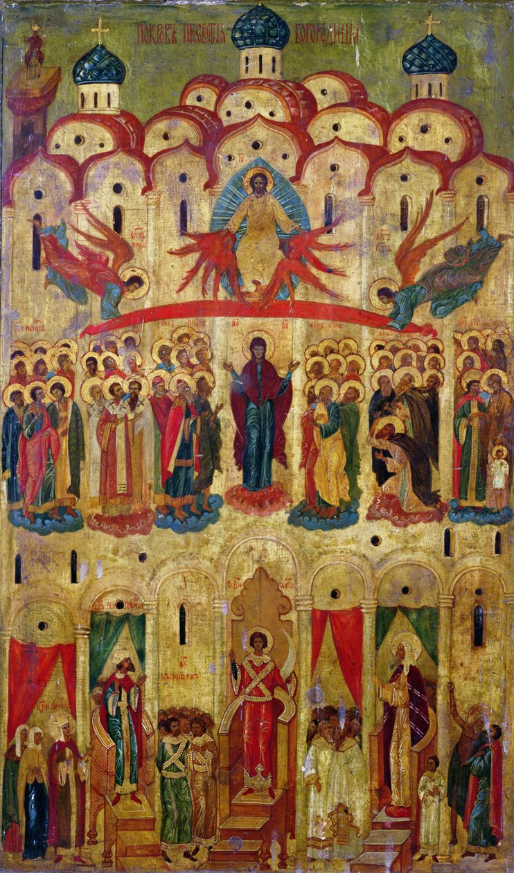 Pokrov Ikona (tempera na desce) od School Russian