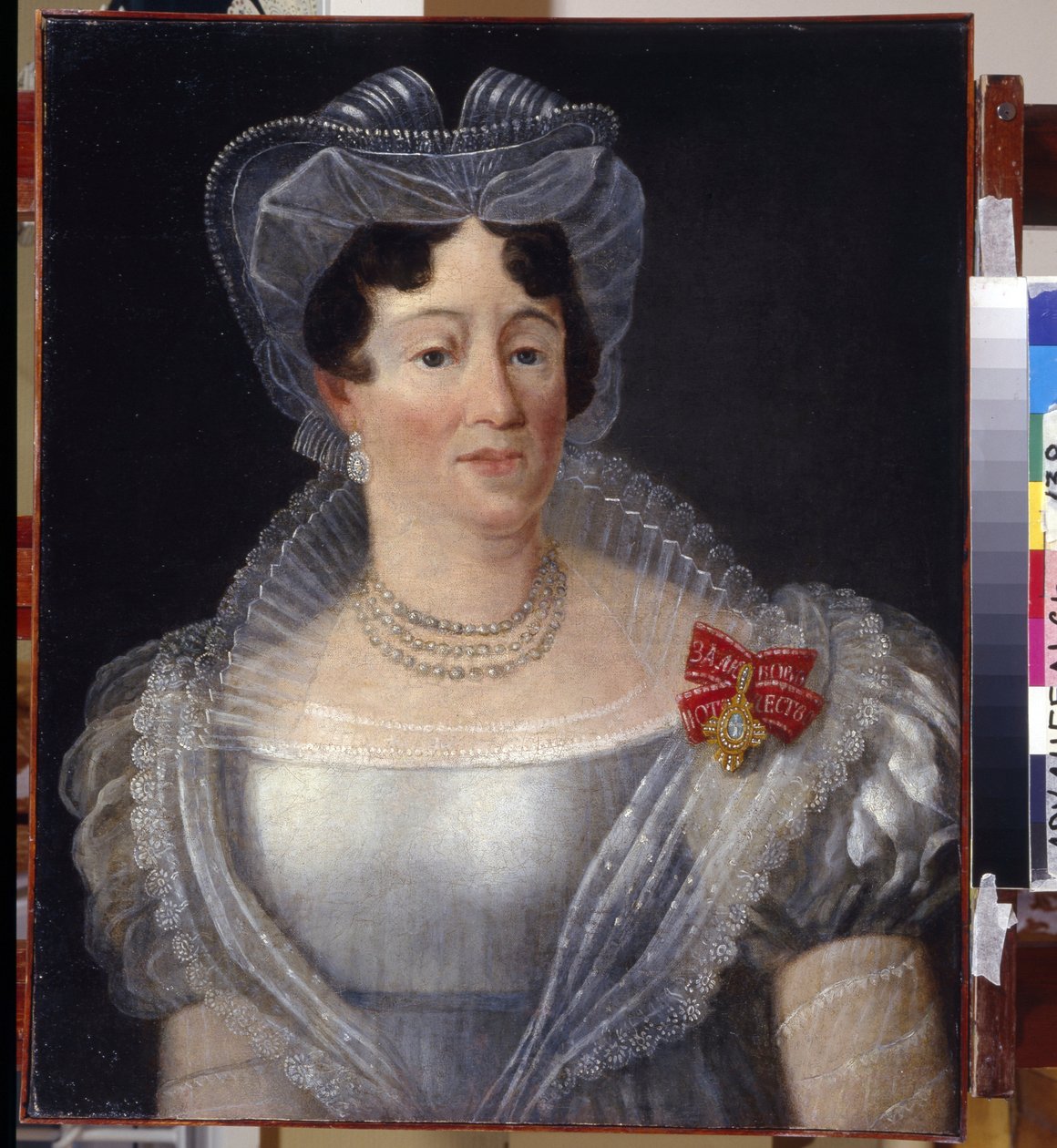 Portrét hraběnky Jelizavety Fjodorovny Musina-Pushkina (Musina Pushkina) (Musin Pushkin) (Musin-Pushkin) (1758-1835). Anonymní obraz, olej na plátně 1801. Ruské umění od School Russian