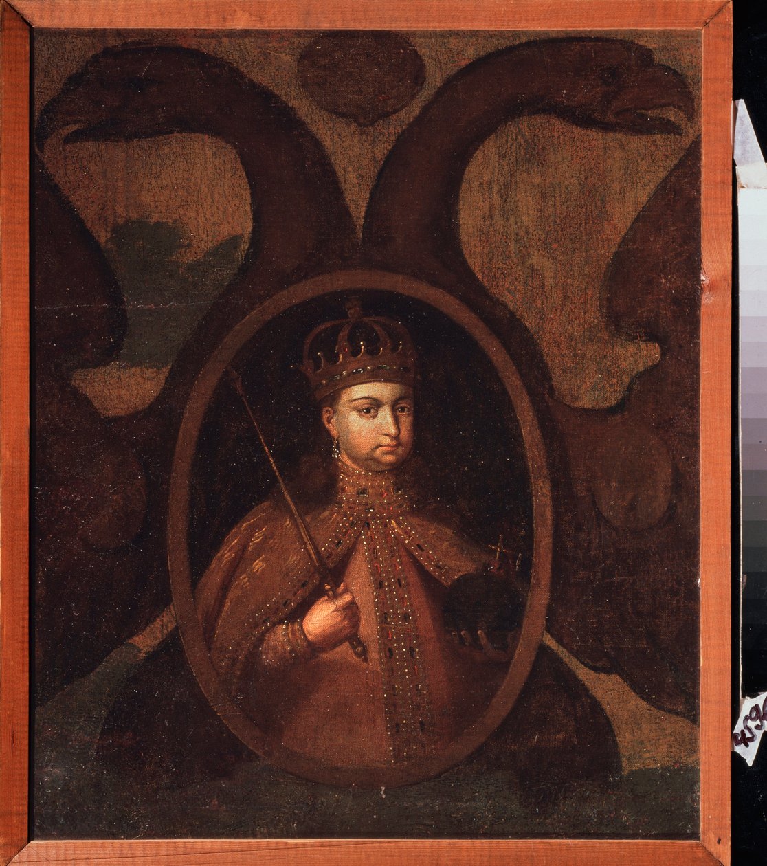 Portrét regentky Sophie Alexejevny Romanové (1657-1704). Obraz ruského mistra, olej na plátně, kolem roku 1680. Staré tradiční ruské umění od School Russian