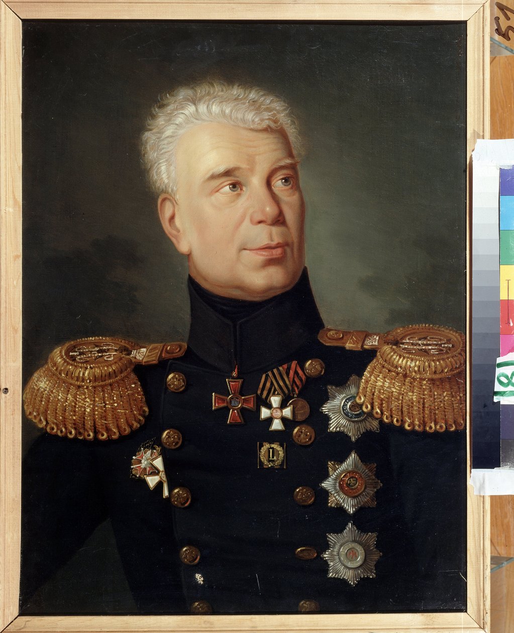 Portrét průzkumníka admirála Ivana (Adama) Krusensterna (1770-1846) (Portrét průzkumníka admirála I. Krusensterna). olej na plátně, cca 1850, ruské umění 19. století. Státní ústřední muzeum námořnictva, Petrohrad. od School Russian