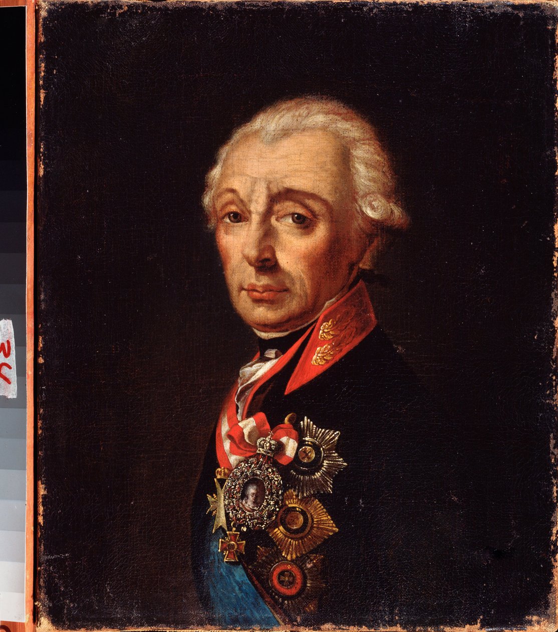Portrét maršála generalissima prince Alexandra Suvorova (1729-1800). Obraz od ruského mistra, olej na plátně, konec 18. století. Muzeum umění Dálného východu, Chabarovsk (Rusko). od School Russian