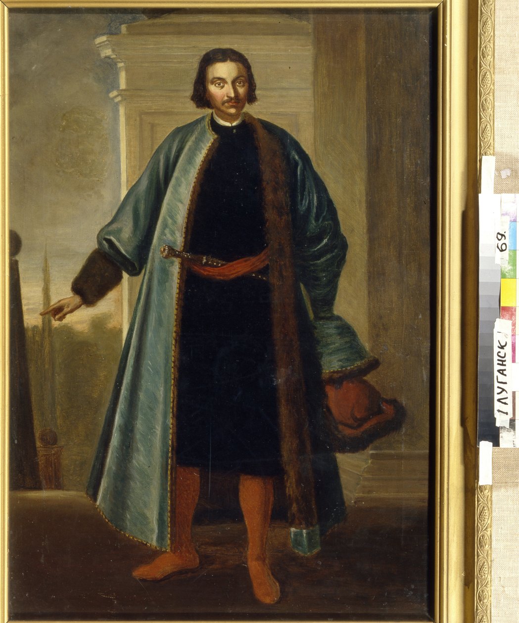 Portrét prince Anikity Ivanoviče Repnina (1668-1726). (Portrét prince A. I. Repnina). Ruský voják a politik, který se vyznamenal během Velké severní války (1700-1721), poté sloužil jako guvernér Livonska a byl blízký a vášnivý od School Russian