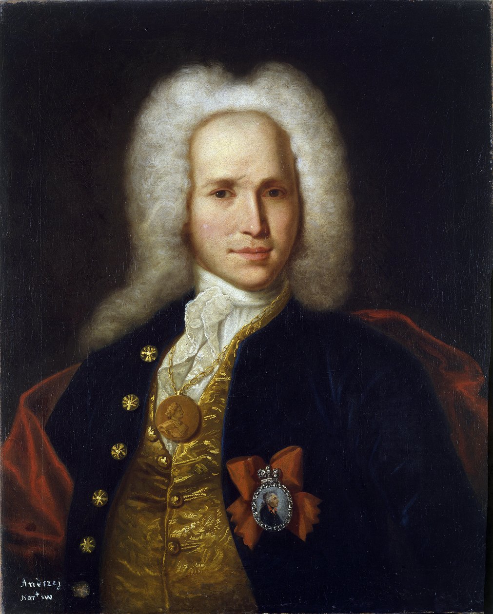 Portrét vědce, vojenského inženýra a vynálezce Andreje Nartova (1683-1756). (Portrét vědce, vojenského inženýra a vynálezce A. Nartova). Anonymní obraz, olej na plátně, kolem 1725. Ruské umění od School Russian