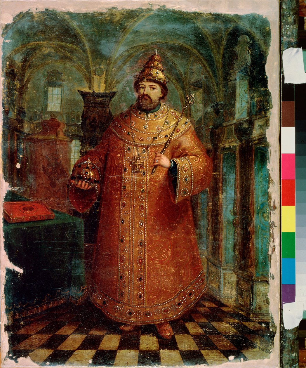 Portrét ruského cara Michaela I. (1596-1645). Obraz od ruského mistra, olej na plátně, konec 17. století. Staré tradiční ruské umění. Státní ruské muzeum, Petrohrad. od School Russian