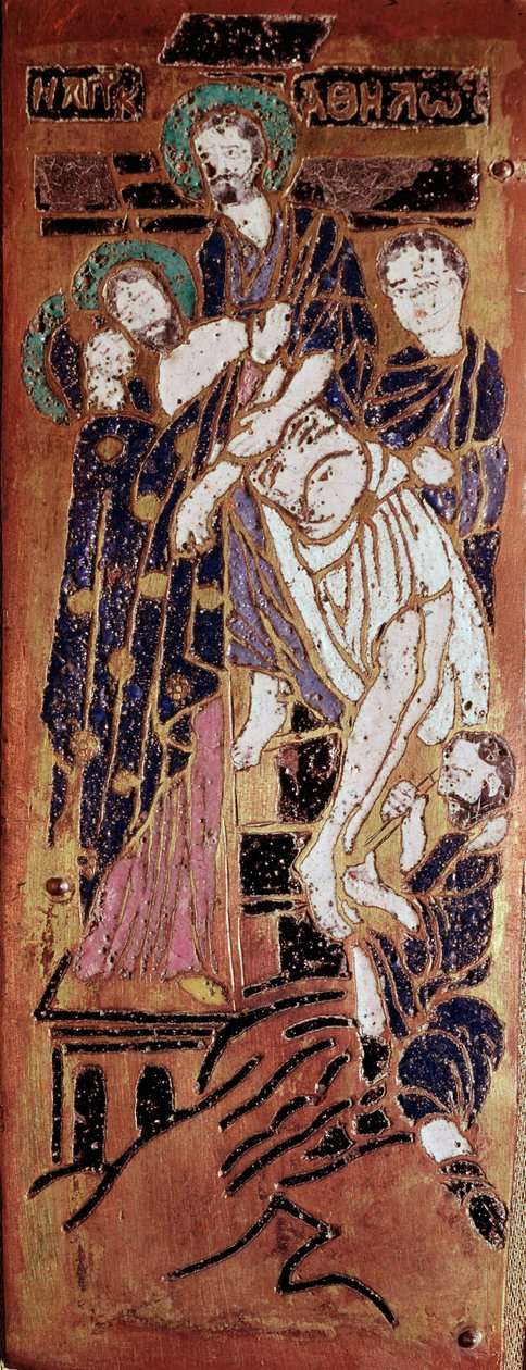 Ruské umění, depozice, smalt 16. století Madrid, Museo Lazaro Galdiano od School Russian