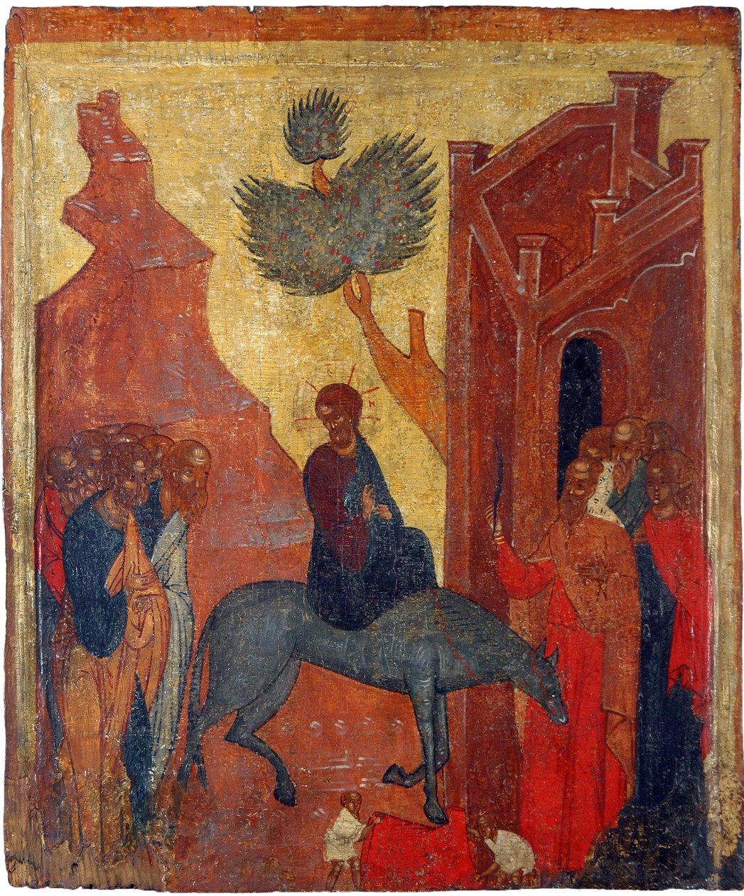 Ruská ikona: Vjezd Krista do Jeruzaléma. Tempera na panelu, 2. polovina 15. stol., Muzeum historie a umění, Suzdal od School Russian