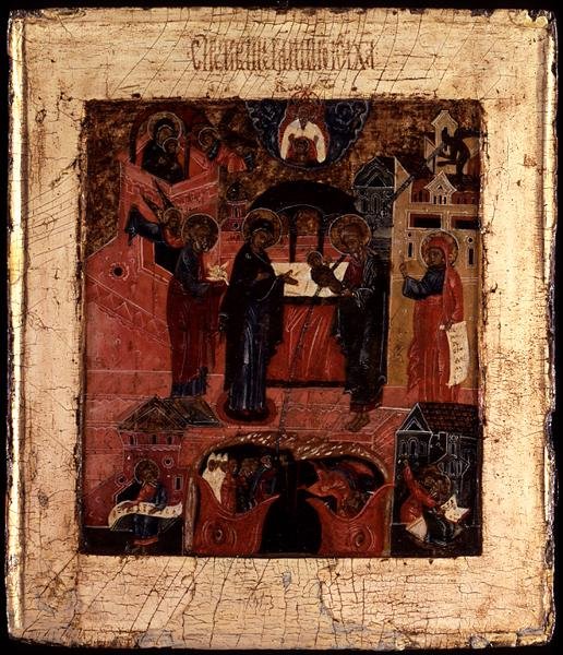 Ruská ikona Představení Krista v chrámu, konec 17. století (tempera na panelu) od School Russian