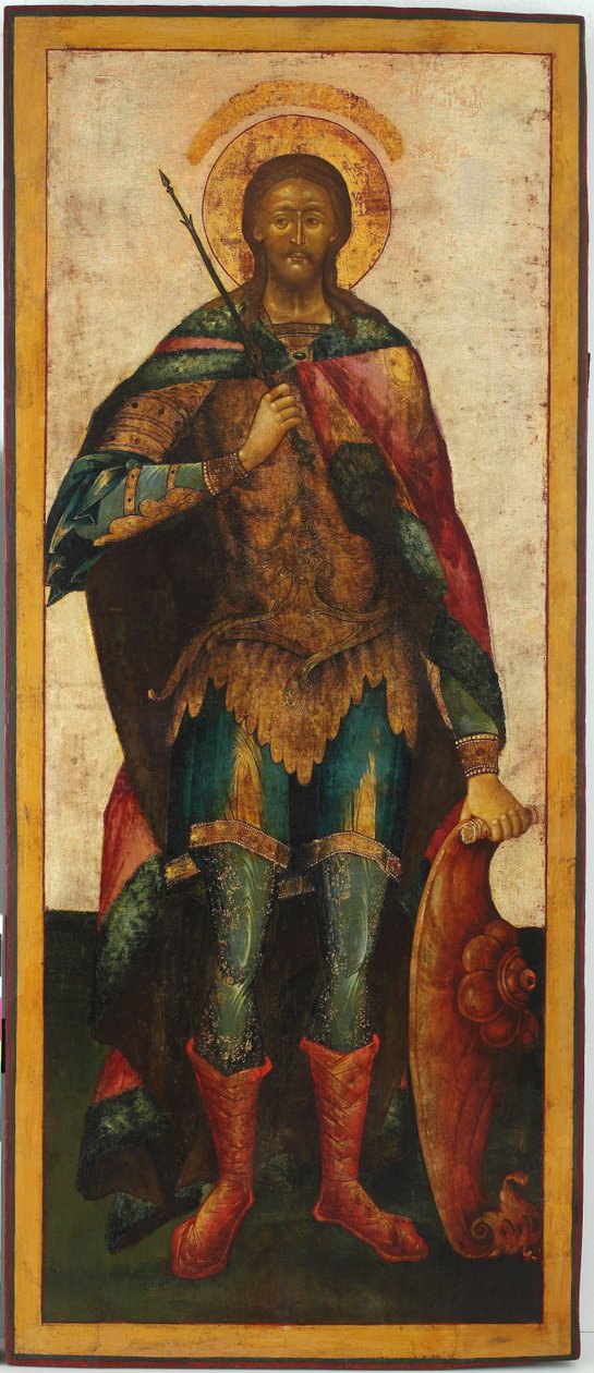 Saint Alexandre Nevski (1220-1263) - (Saint-Alexandre-Nevski) - Saint Alexander Nevsky - ruská ikona. Tempera na panelu, druhá polovina 18. století. Rozměr : 142,5x61 cm Ikonen Museum Recklinghausen od School Russian