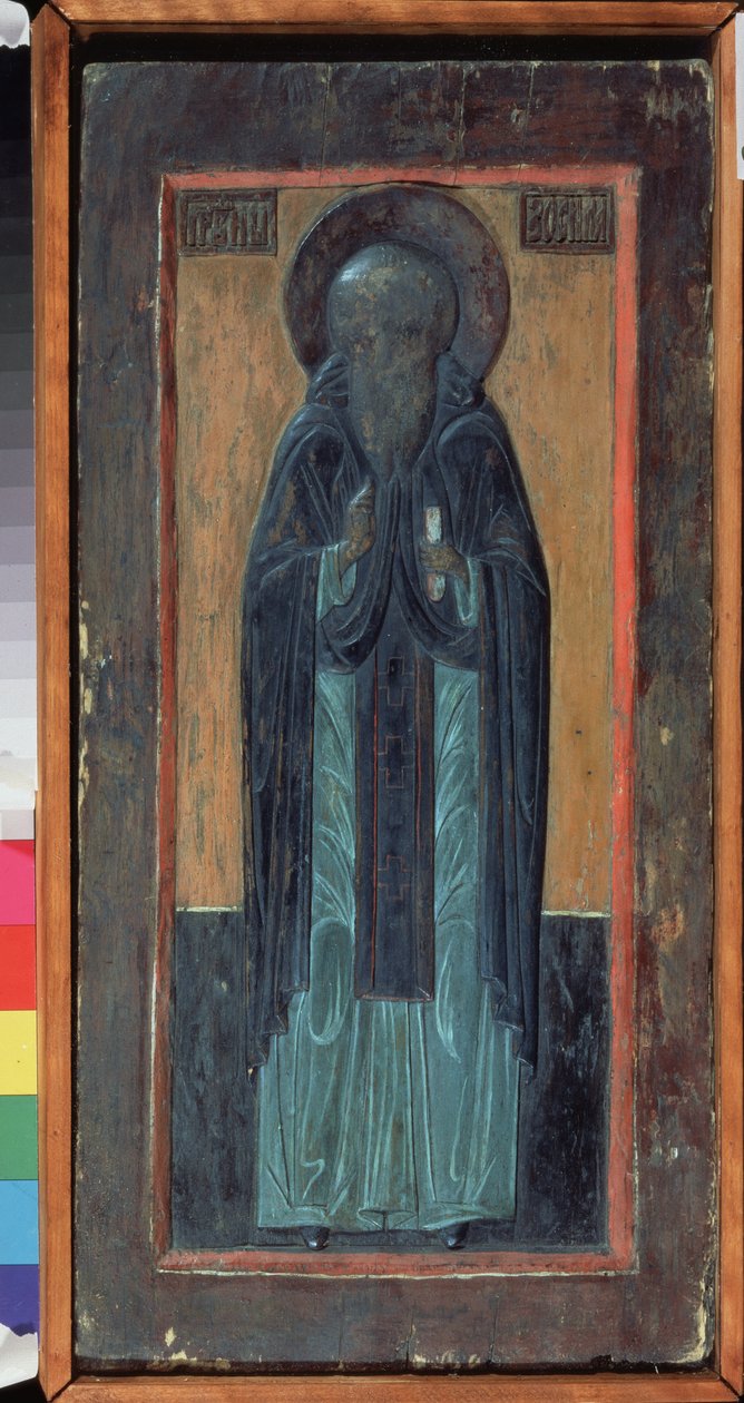 Svatý Zosimus ze Solovek (zemřel 1478). Ruská ikona, polychromované vyřezávané dřevo, polovina 16. století. Staré tradiční ruské umění ze severu. Regionální muzeum výtvarného a užitého umění, Smolensk (Rusko). od School Russian