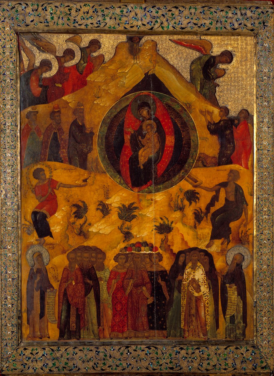 Shromáždění Panny Ruské ikony z roku 1560. Rusko, Monastere Solonsky od School Russian