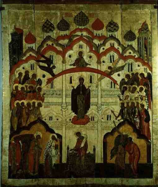 Přímluva, z kostela přímluvy v Karélii (tempera na panelu) od School Russian