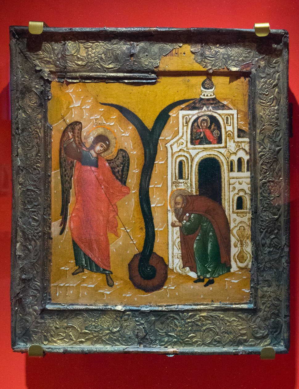 "Zázrak archanděla Michaela v Chonae" 17. století (tempera na dřevě) od School Russian