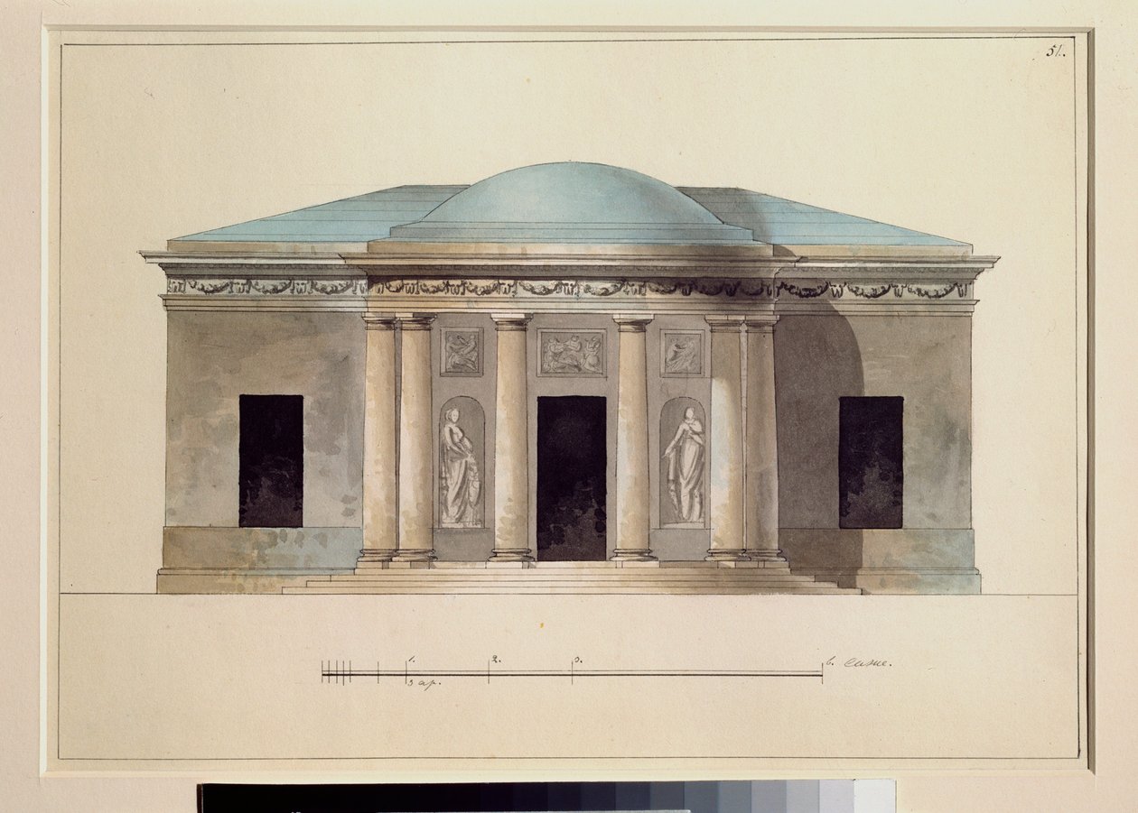 Koncertní sál. Dílo ruského mistra, akvarel na papíře, kolem roku 1826. Státní muzeum pod širým nebem Carkoje Selo, Petrohrad. od School Russian