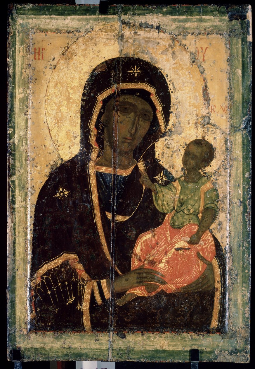 ""Panna Hodegetria (Hodigitria)"" Ruská ikona. Malování na dřevo. kolem roku 1360. Státní Treťjakovská galerie, Moskva od School Russian