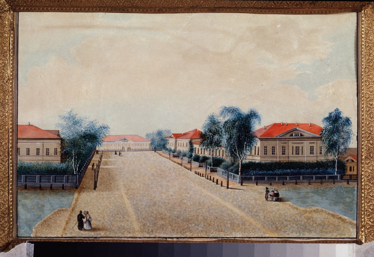 Pohled na státní pokladnu v Tveru (Rusko). Obraz ruského mistra, olej na plátně, kolem 1830. Ruské umění od School Russian