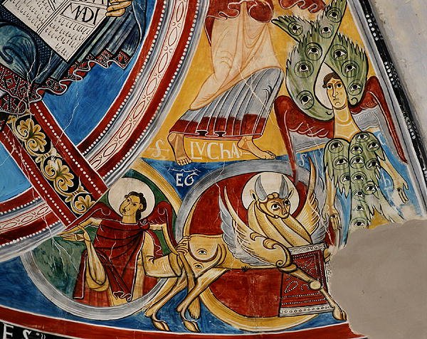 Evangelický symbol sv. Lukáše, kopie originálu z 12. století (freska) od School Spanish