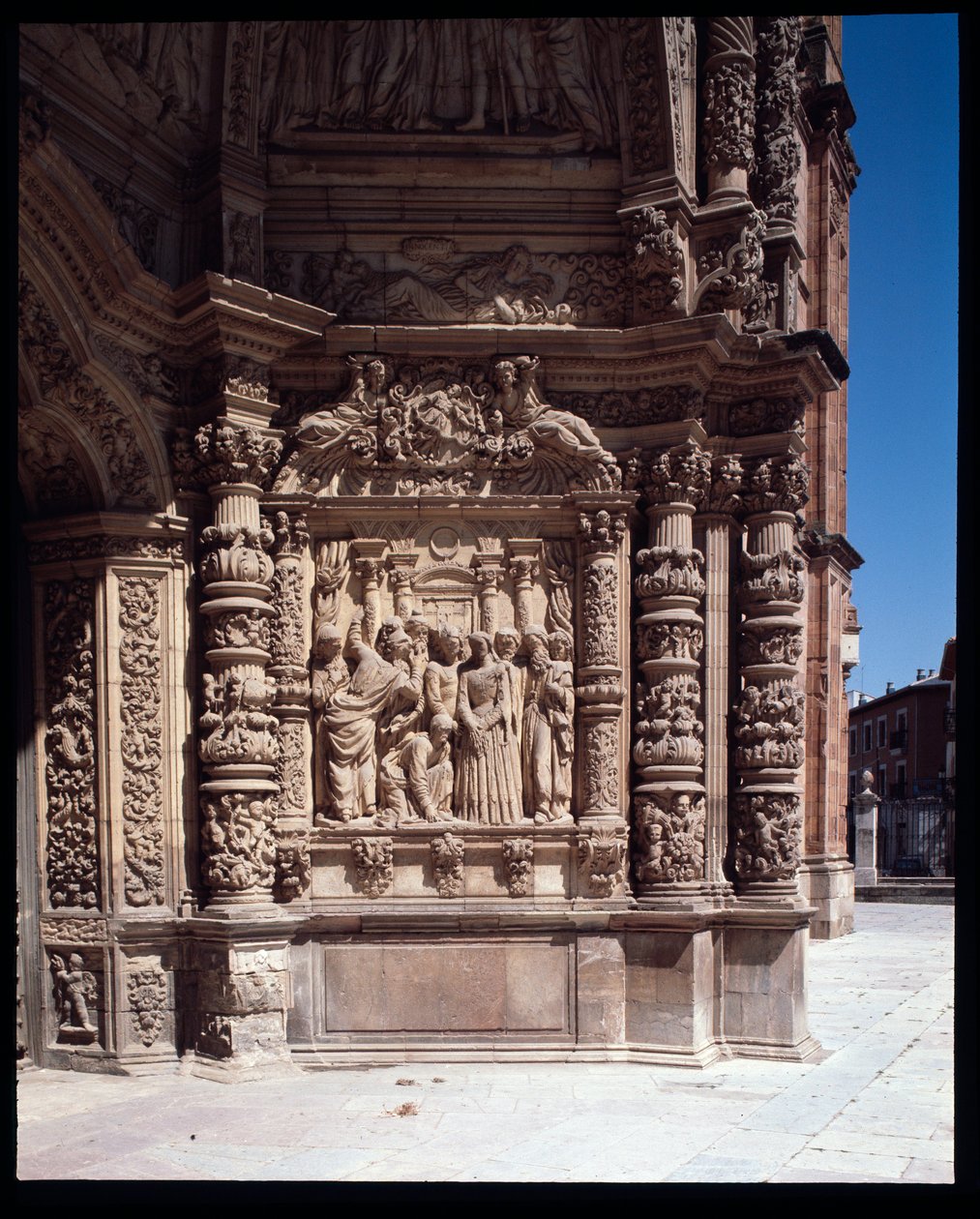 Pohled na fasádu katedrály St Mary, Astorga, Španělsko (Pohled na fasádu katedrály St Mary, Astorga, Španělsko) od School Spanish