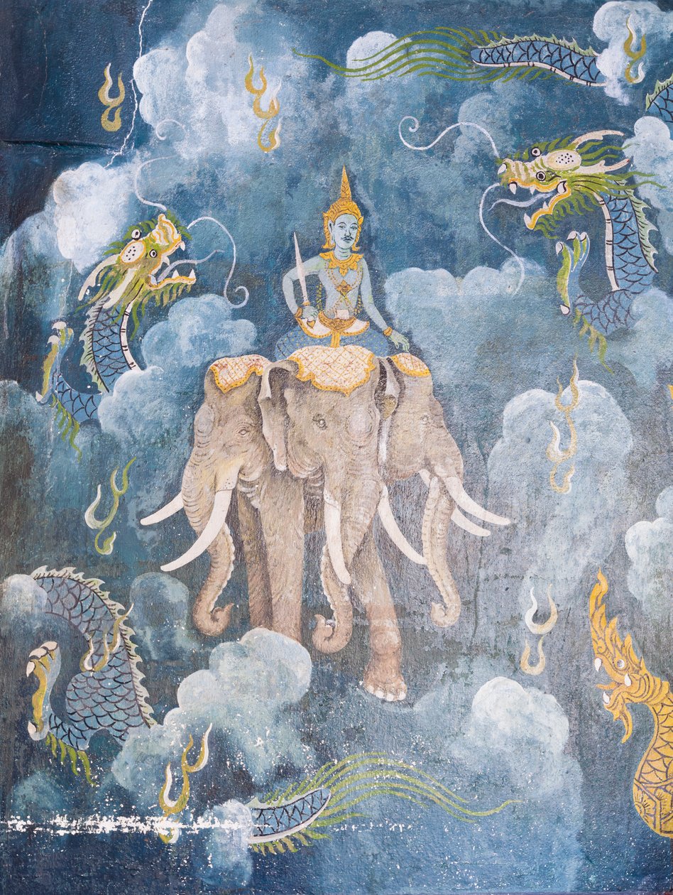 Freska s výjevem ze života Buddhy, chrám Wat Phra That Doi Suthep (freska) od School Thai
