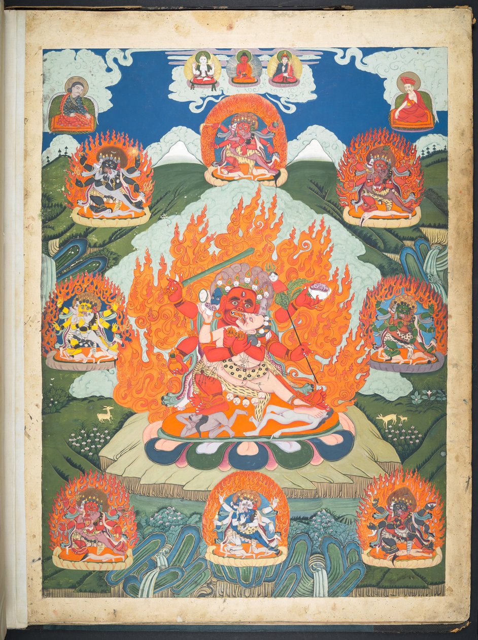 Přidat. Nebo. 3047  Jedna z 12 kreseb zobrazujících tibetská božstva od tibetského umělce, pravděpodobně ve Lhase, kolem roku 1800    (kvaš na papíře) od School Tibetan