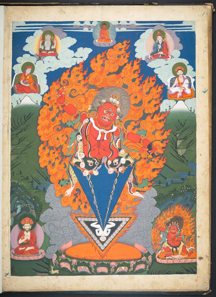 Přidat. Nebo. 3052  Jedna z 12 kreseb zobrazujících tibetská božstva od tibetského umělce, pravděpodobně ve Lhase, kolem roku 1800    (kvaš na papíře) od School Tibetan