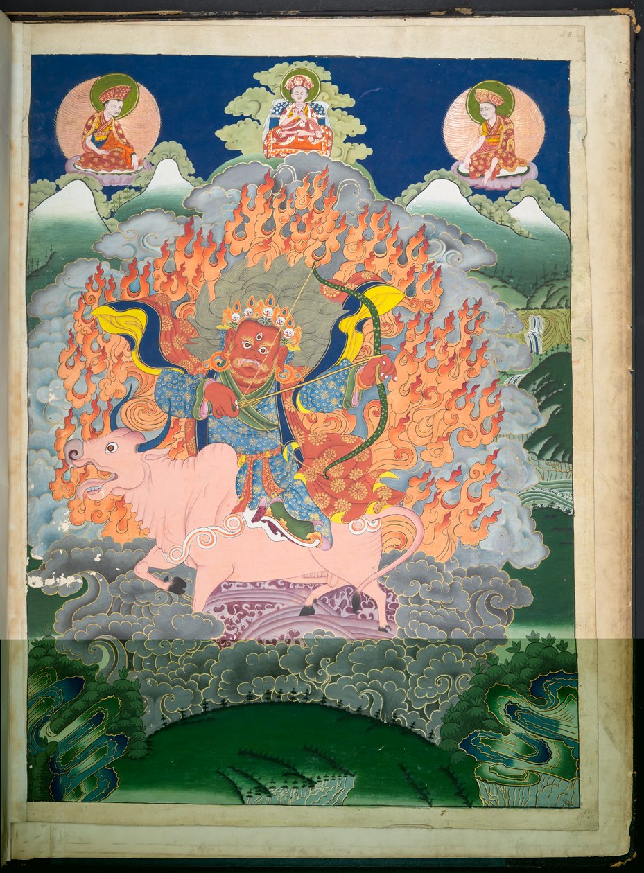 Přidat. Nebo. 3054    Jedna z 12 kreseb zobrazujících tibetská božstva od tibetského umělce, pravděpodobně ve Lhase, kolem roku 1800    (kvaš na papíře) od School Tibetan