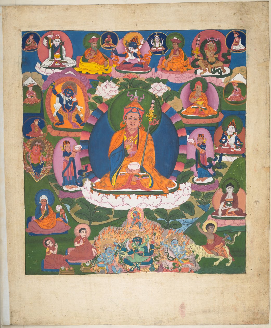 Přidat. Nebo. 3058    Jedna z 12 kreseb zobrazujících tibetská božstva od tibetského umělce, pravděpodobně ve Lhase, kolem roku 1800    (kvaš na papíře) od School Tibetan