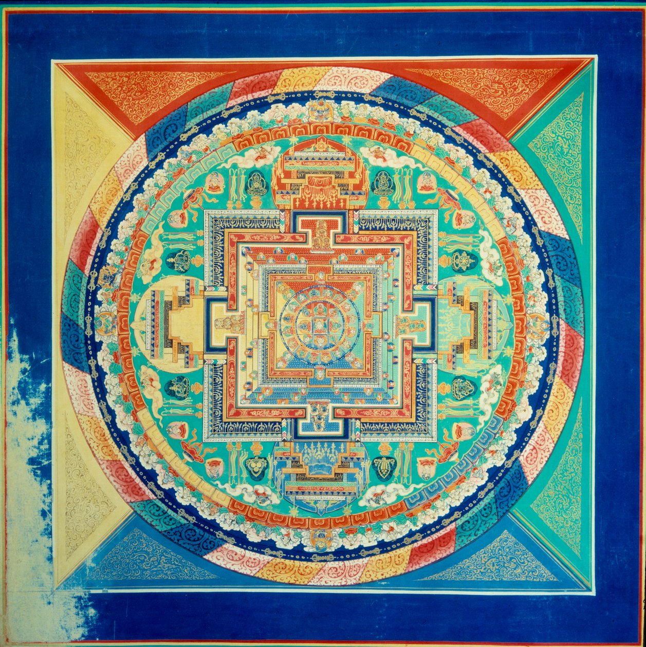 Mandal de Sarvid Vairochana Strop paláce Potala ve Lhase. Tibet od School Tibetan