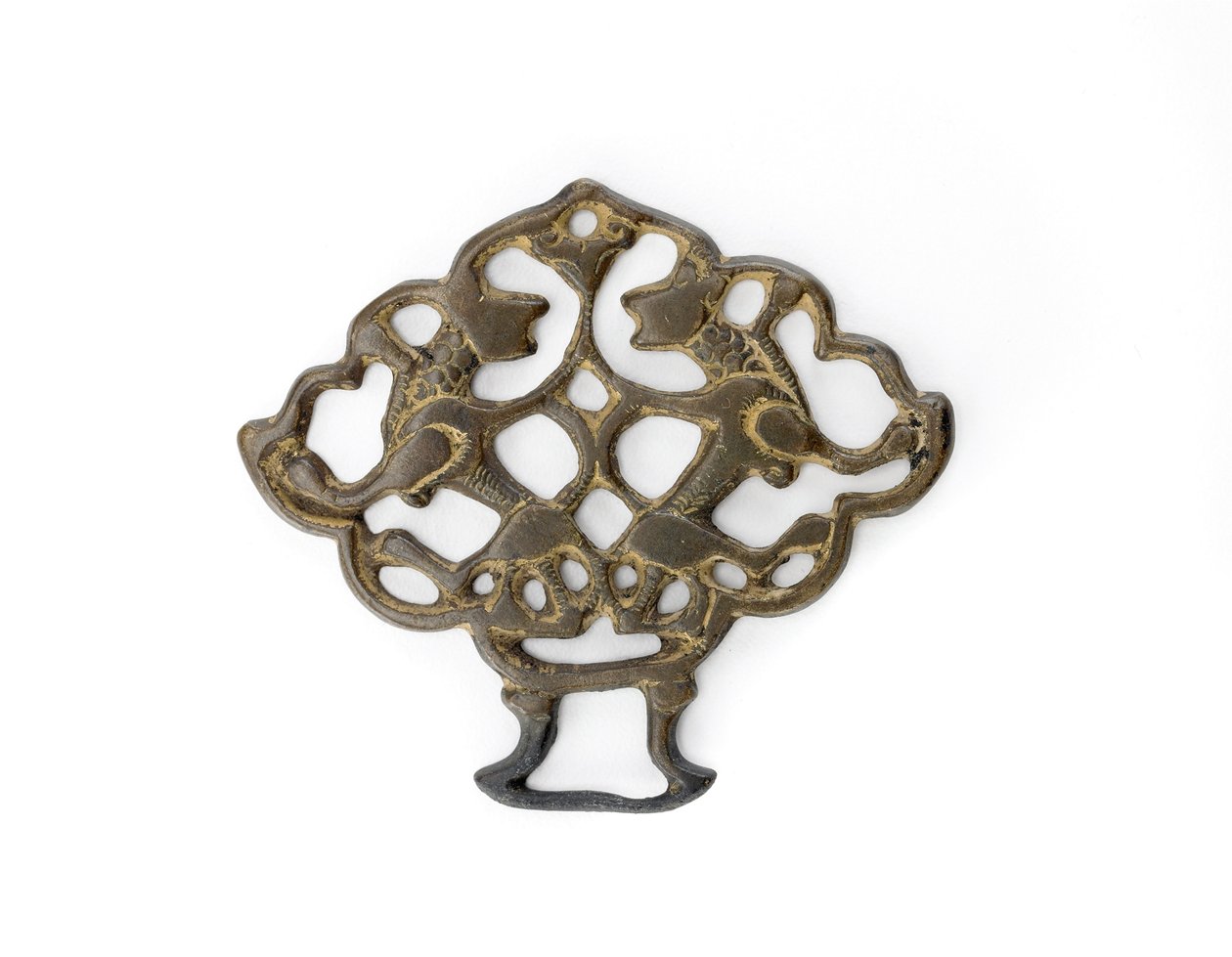 Ornament s párem lvů, dynastie Seljud, možná 13. století (bronz se stopami zlacení) od School Turkish