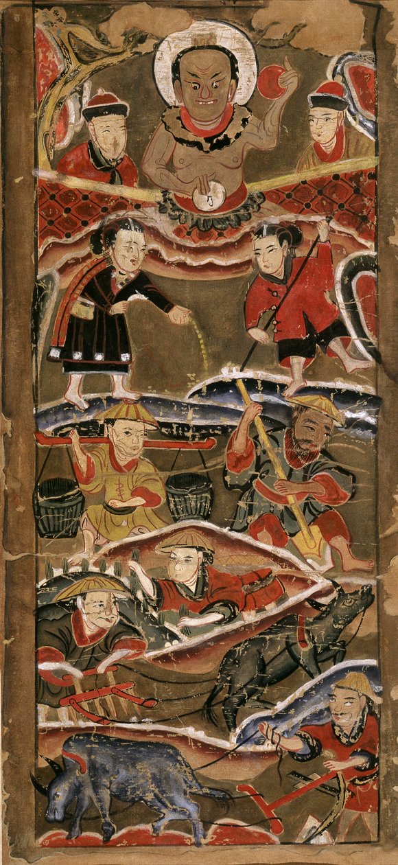 King Hang Trong, zemědělský génius, papír 70x35, Hanojské muzeum výtvarných umění. od School Vietnamese