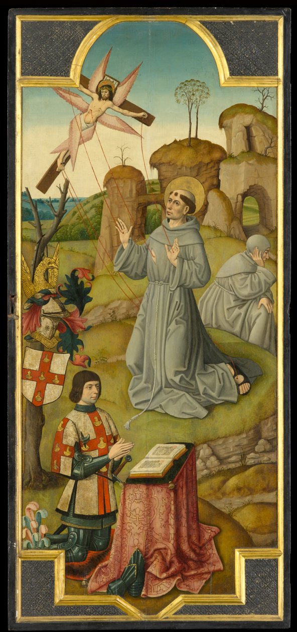 Svatý František přijímající stigmata; (verso) Kristus v zahradě Getsemanské, kolem roku 1470 (olej na desce) od School of Amiens