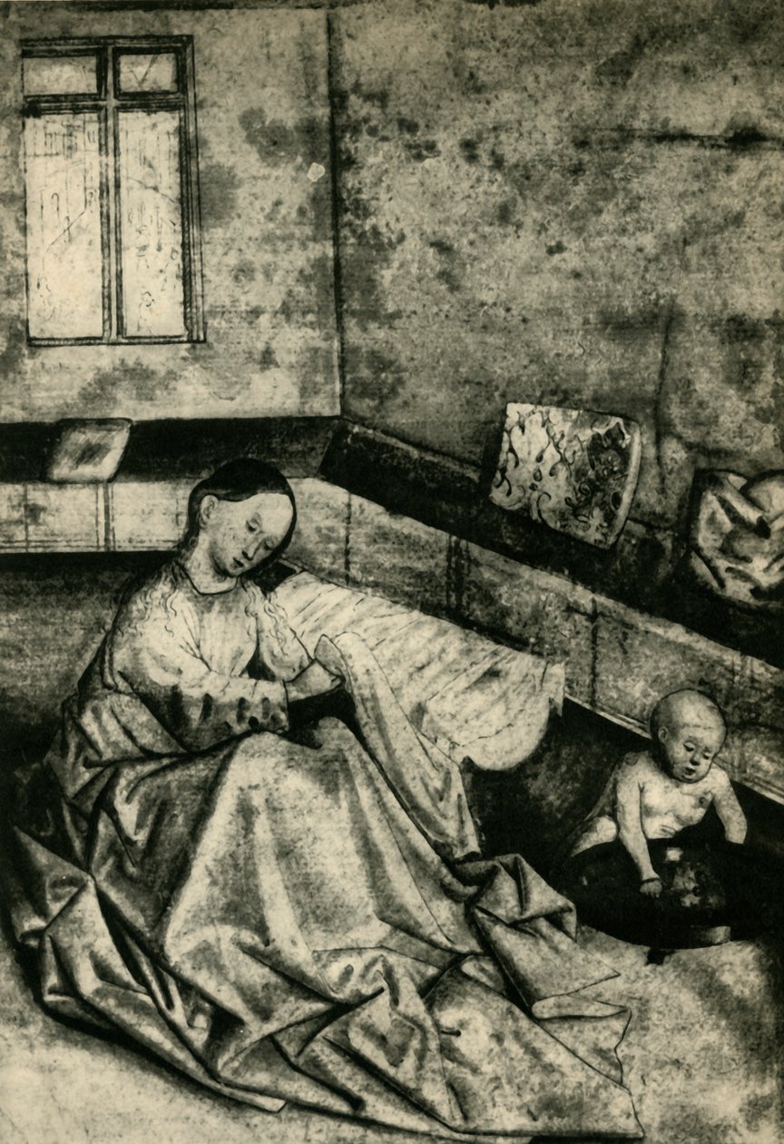 Madonna a dítě v interiéru, počátek 15. století, 1943. od School of Konrad Witz