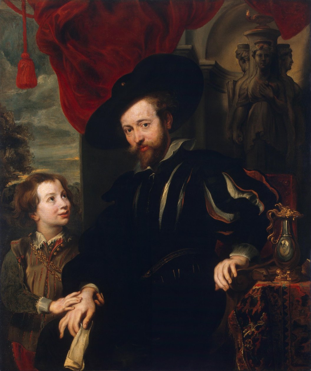 Portrét Rubense s jeho synem Albertem (kopie ze ztraceného originálu z konce 1610s) od School of Peter Paul Rubens