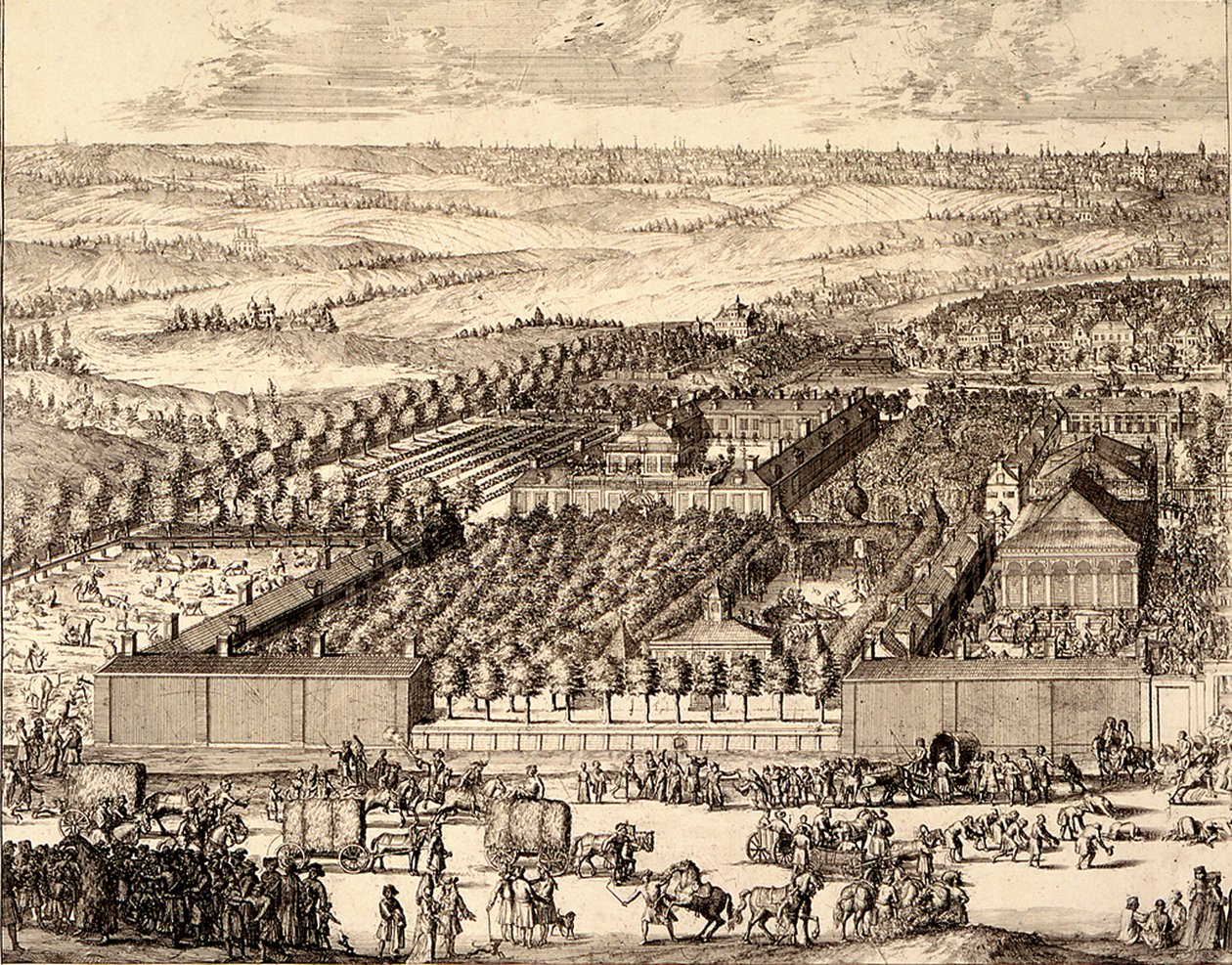 Německá čtvrť Nemetskaya sloboda v Moskvě levá část, 1705 od Schoonebeek