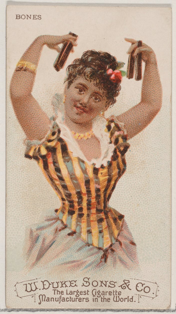 Bones, ze série hudebních nástrojů N82 pro cigarety značky Duke, 1888., 1888. od Schumacher and Ettlinger