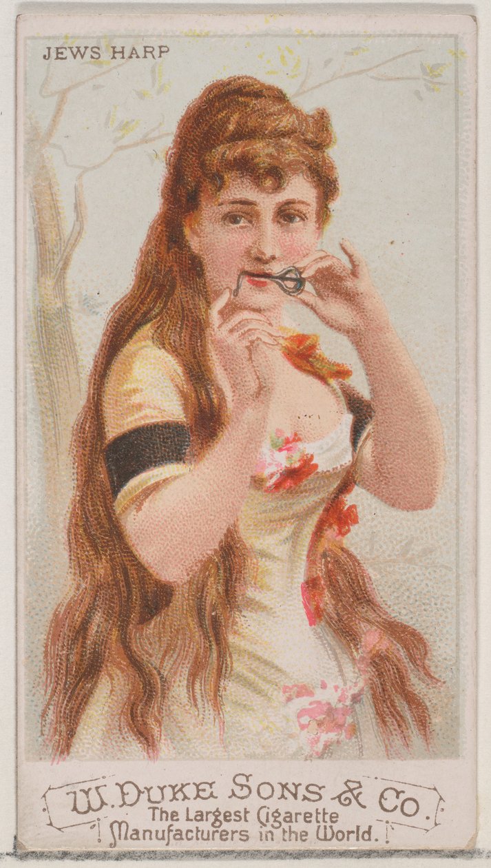 Židovská harfa, ze série hudebních nástrojů N82 pro cigarety značky Duke, 1888., 1888. od Schumacher and Ettlinger