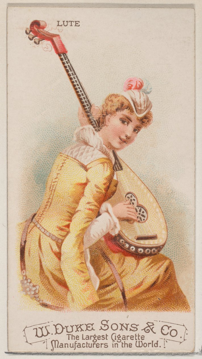 Loutna, ze série hudebních nástrojů N82 pro cigarety značky Duke, 1888., 1888. od Schumacher and Ettlinger
