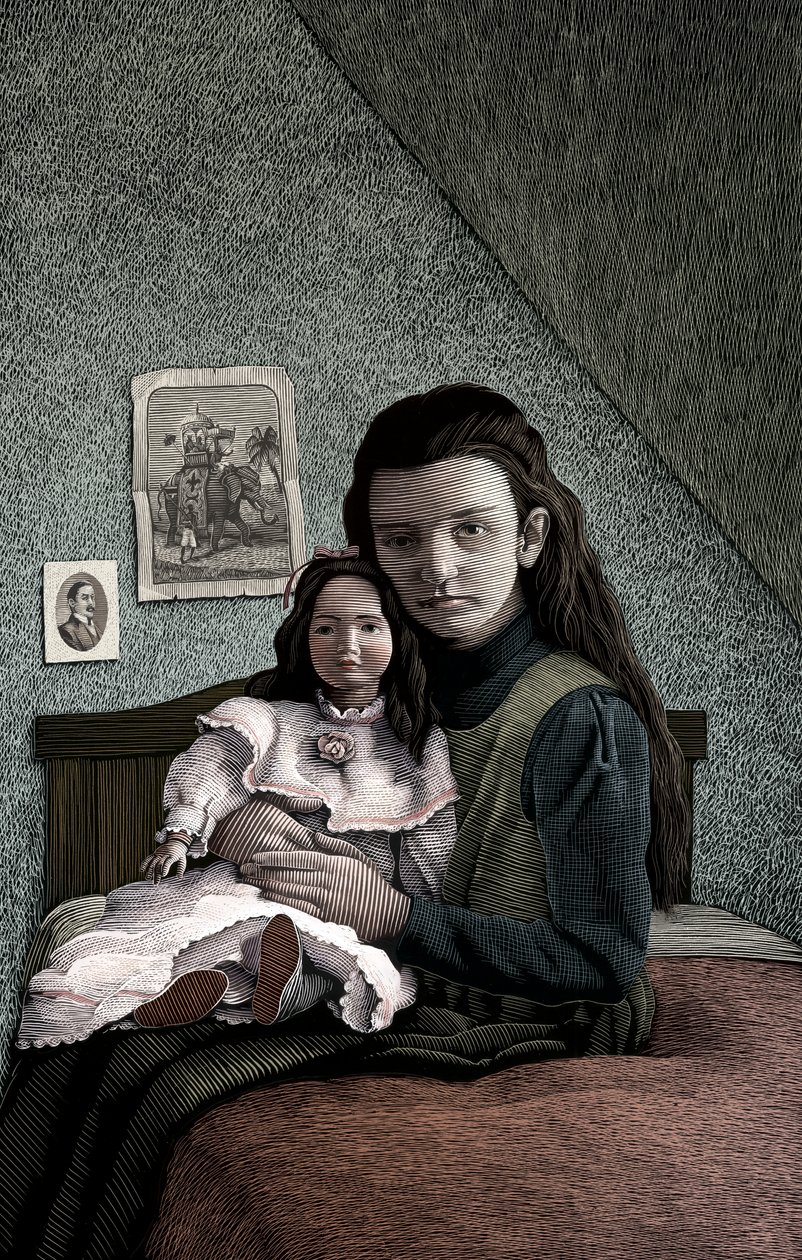 Malá princezna, 2004 (scratchboard, digitálně kolorováno) od Scott McKowen