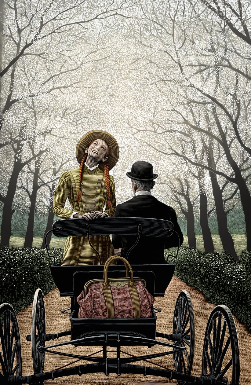 Anna ze Zeleného štítu, 2004 (scratchboard, digitálně kolorováno) od Scott McKowen