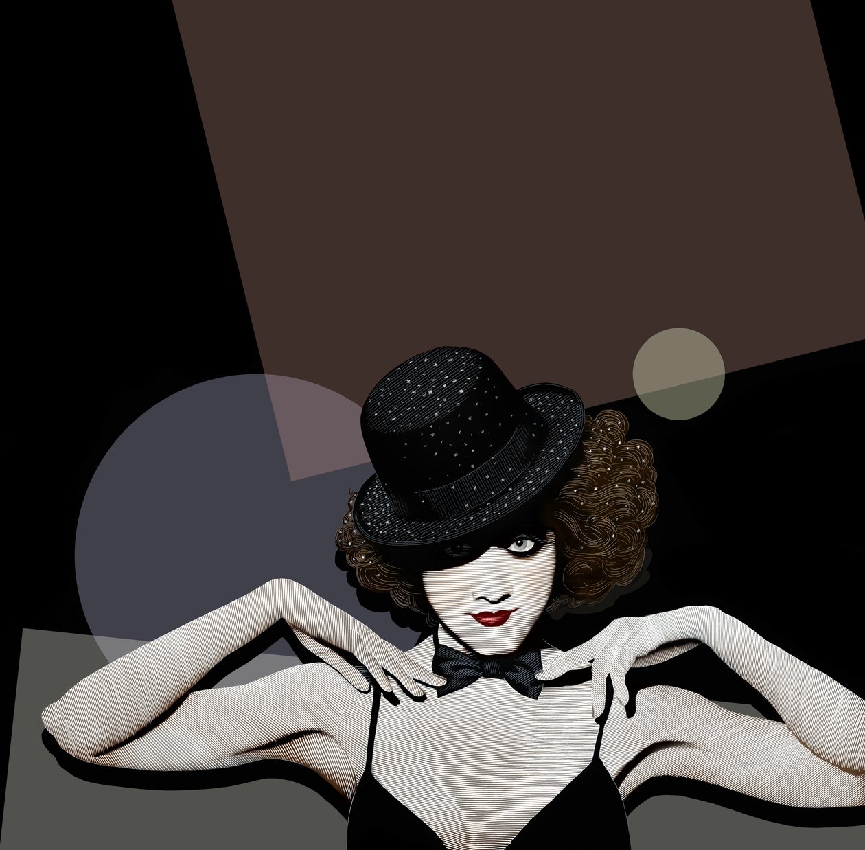 Kabaret, 2019 (scratchboard, digitálně kolorováno) od Scott McKowen