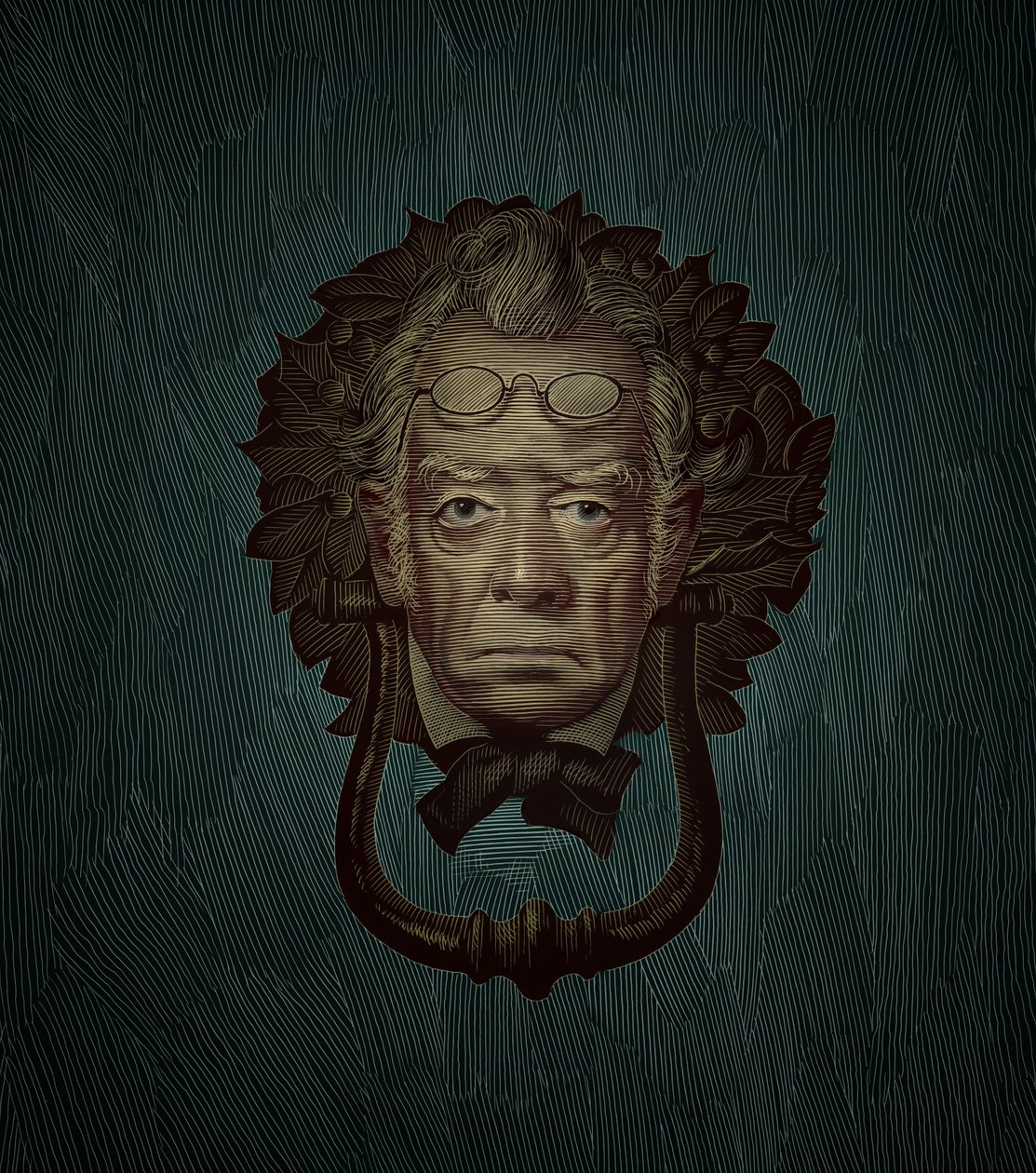 Jacob Marley, 2019 (scratchboard, digitálně kolorováno) od Scott McKowen