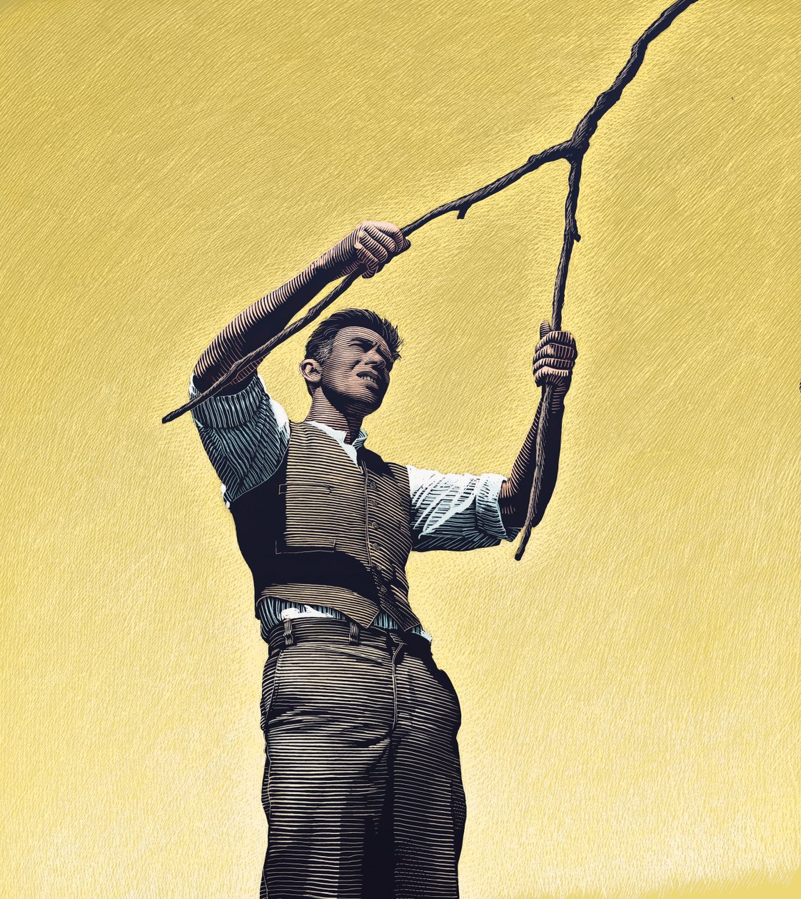 The Rainmaker, 2000 (scratchboard, digitálně kolorováno) od Scott McKowen