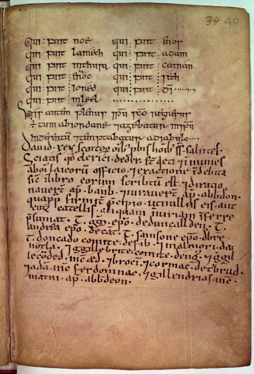Ms 11.6.32 Charta vydaná klerikům Deer, králem Davidem (1084-1183) z 