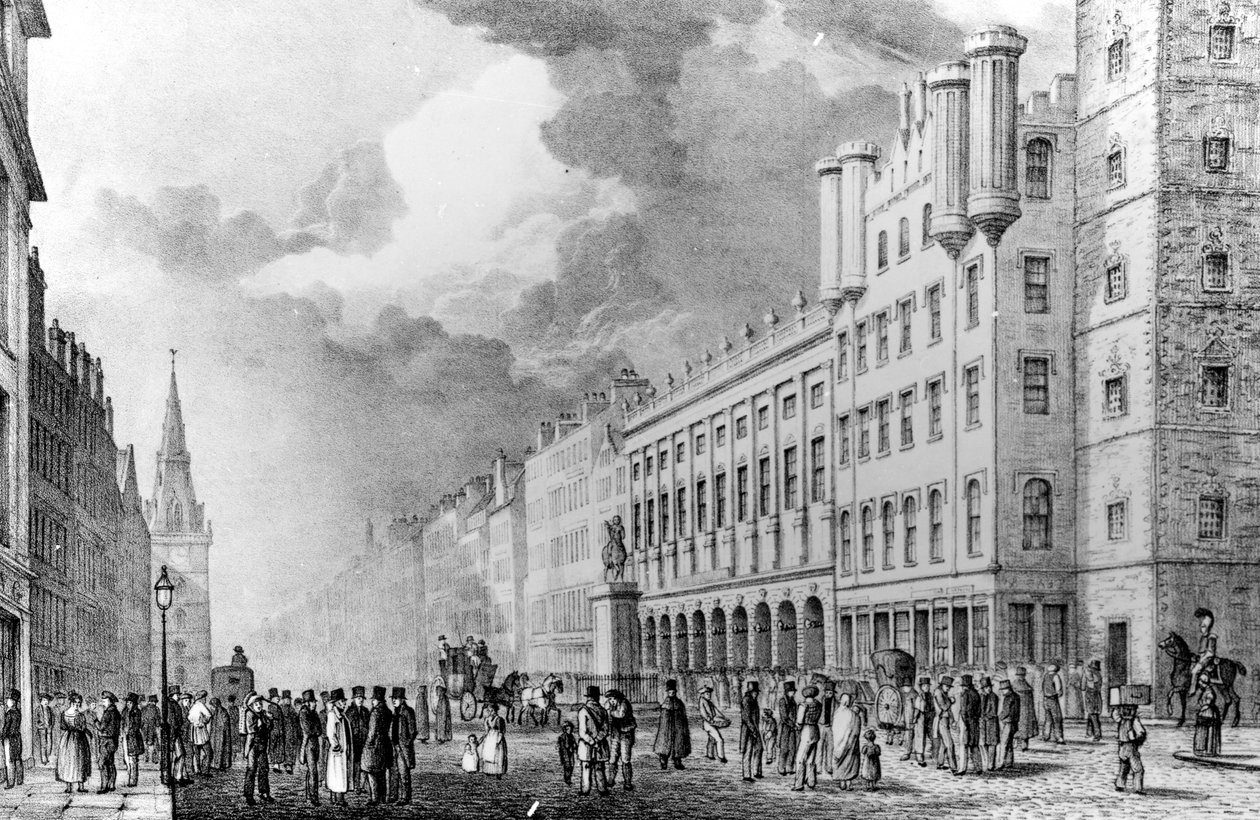 The Trongate of Glasgow, tisk vytvořil David Allan od Scottish School