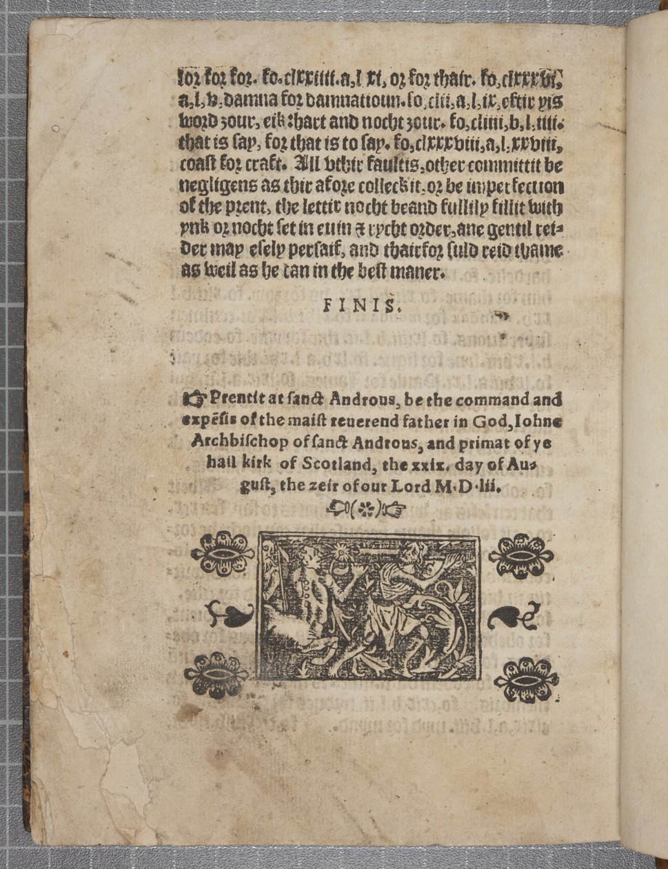 Fol 207 verso, z Katechismu, 1552 od Scottish School